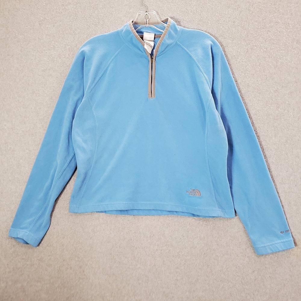 The North Face Women Sweatshirt Medium Blue 1/4‎ Zip Fleece Tka 100 Pullover